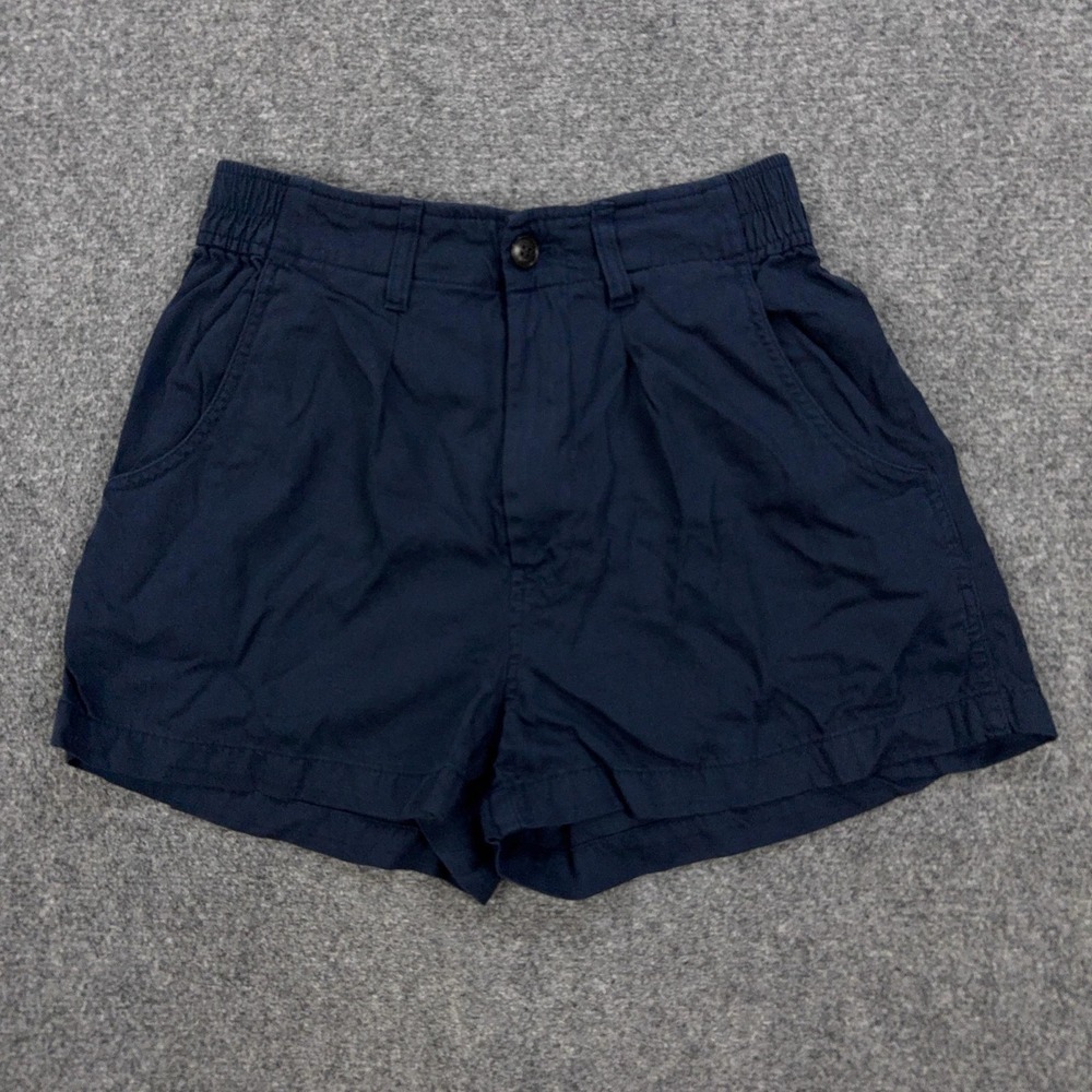 Madewell Shorts Womens 4 Blue Chino Twill Pleated Elastic Waist Casual Summer